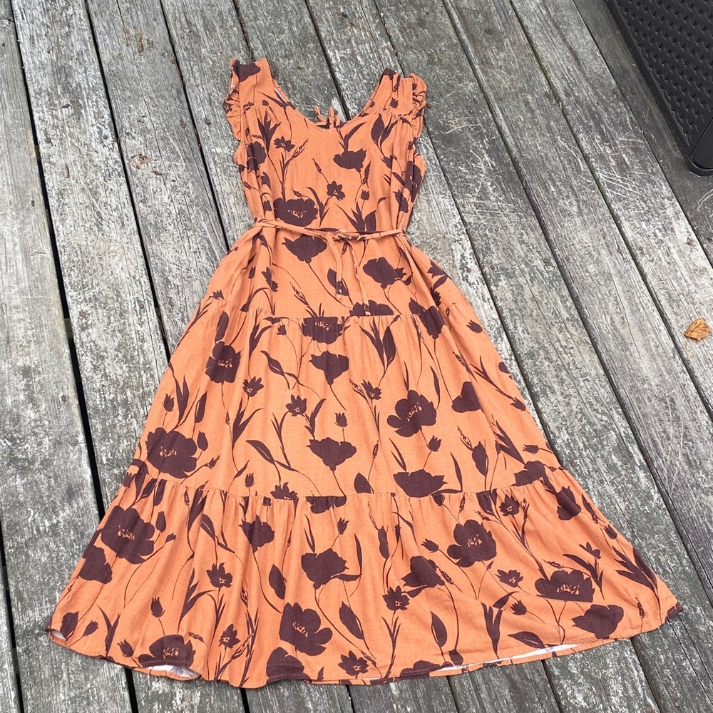 Simply Vera Vera Wang Orange Floral Midi Dress